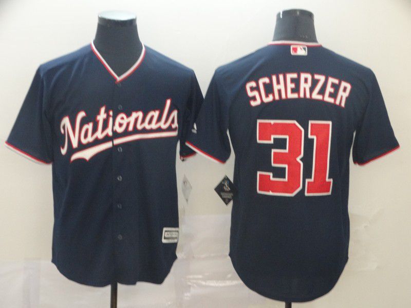 Men Washington Nationals 31 Scherzer Blue Game MLB Jerseys